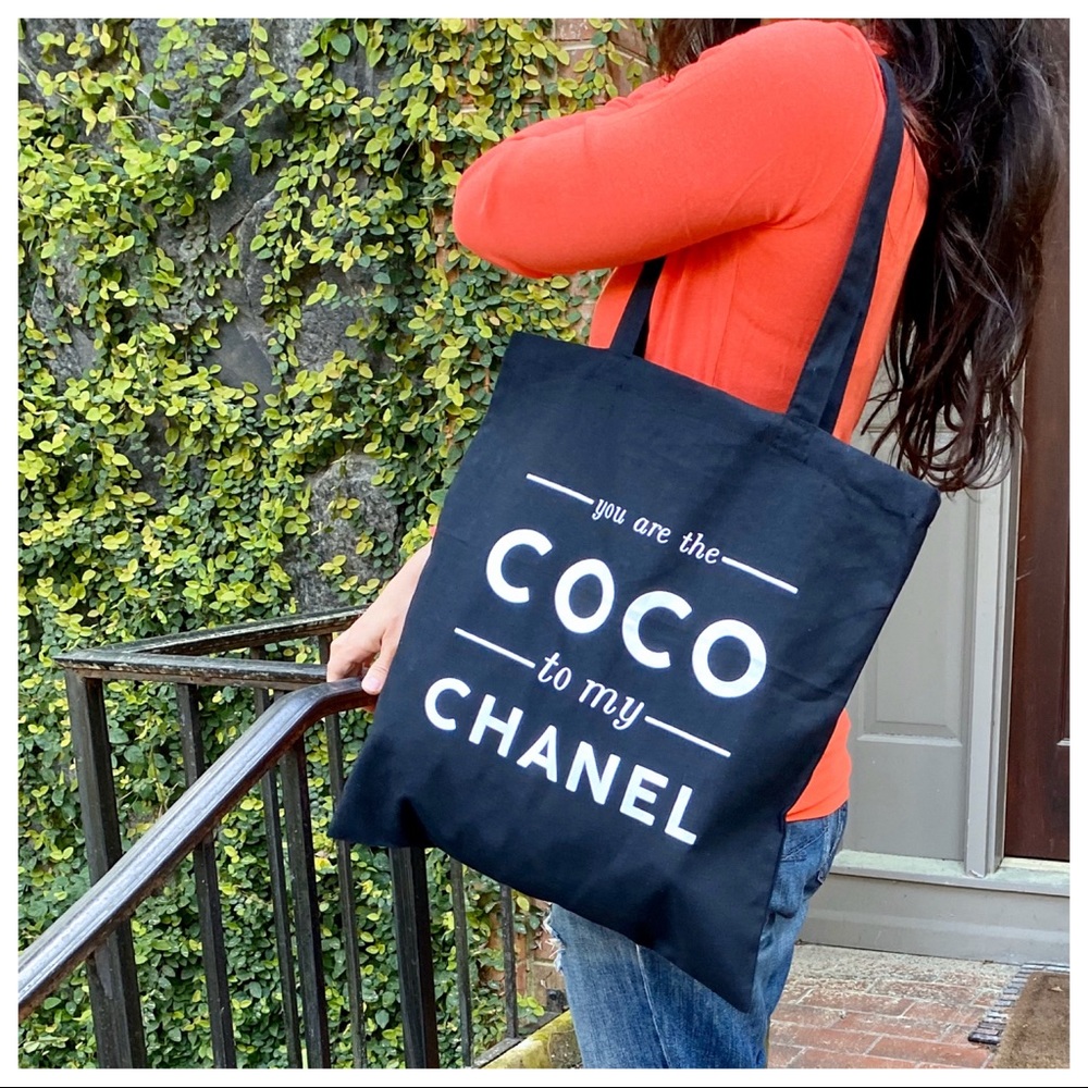 ✨LAST ONES✨CHIC BLACK COTTON TOTE BAG - Picture 2 of 6